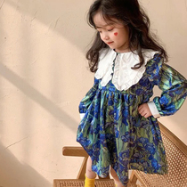 South Korean boy dress girls broken flower princess dresses 2021 spring dress new foreign air dresses small scent windy children with dress and dresses