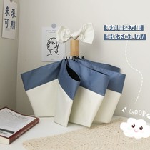 ins simple umbrella Three-fold sunscreen and UV-proof sun umbrella Sunny and rain dual-use sun umbrella vinyl abstinence system