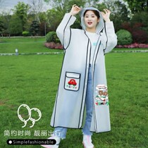 Parent-child raincoat travel suit Men and women with backpacks anti-storm adult poncho Childrens reflective strip riding cartoon