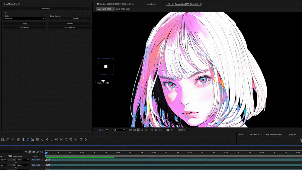 AE脚本插件 二次延迟动画工具 Delay Motion Pro 防漂移稳定父级 角色MG动画绑定表达式 Aescripts - Delay Motion Pro v1.1