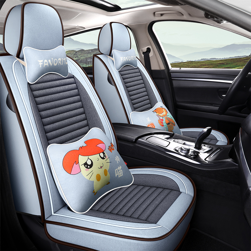 Car seat cover 22 new four seasons general purpose car linen fully surrounded by cushion spring and summer special fabric seat cover