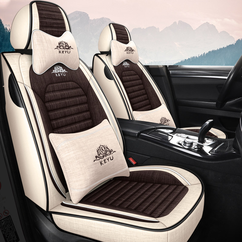 Car seat cushion new fully surrounded linen seat cover four seasons universal all-inclusive spring and summer special net red car seat
