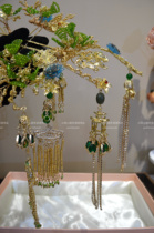 Junxinjia Qingqian ancient style handmade green beads braided golden hairpin bride Chinese style dragon and phoenix gown bead embroidered Malay gown headdress