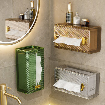 Face towel storage box without punching wall-mounted tissue box
