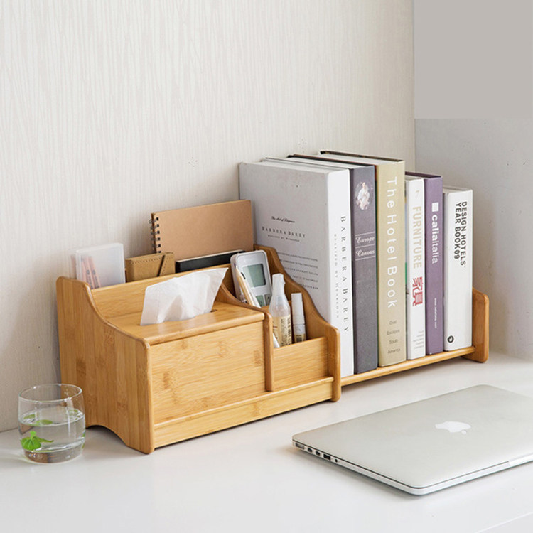 Home Dormitory Multifunctional Desktop Remote Control Towels Accessing Box Box Box Frame Doug Cosmetics Capacity Bamboo Wood