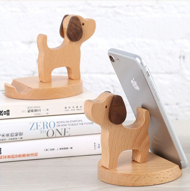 Creative desktop solid wooden animal like mobile frame multifunction cartoon cute lazy mobile frame seat