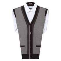 Middle-aged mens autumn and winter knitted vest Middle-aged wool horse clip casual dad outfit mens wool vest waistcoat