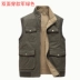 Mùa xuân và mùa thu nam vest giản dị trung niên nam nhiều túi cotton vest trung niên bố tải áo mỏng áo khoác nam thu đông Áo vest cotton
