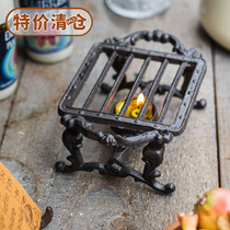 Cast iron heating hot pot bracket thermal insulation flower stand decorative ornaments retro garden outdoor picnic camping