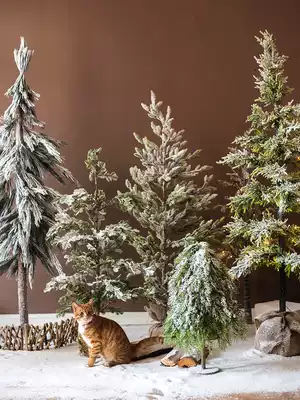 Han Nordic snow scene in the large Christmas tree set bonsai with lights cedar window shooting props shopping mall home