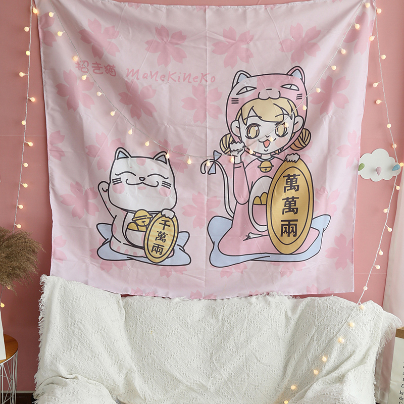 Nền vải ký túc xá đổi mới in hangcloth tấm thảm trang trí sơn lưới màu đỏ nền tường cô gái đầu giường nền vải tường - Tapestry thảm trang trí phòng ngủ