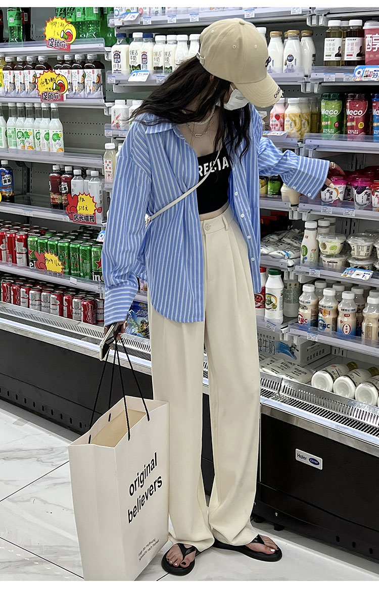 粉色阔腿裤女春秋新款高腰垂感宽松显瘦西装拖地裤夏季休闲直筒裤详情26
