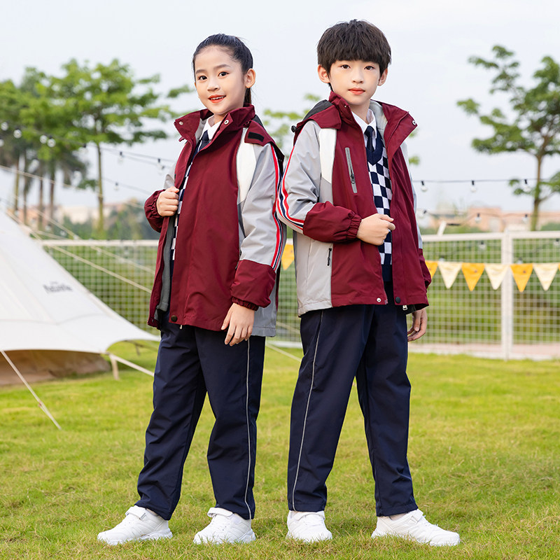 School uniforms for primary school students Detachable Liner Nursery School Garden Clothing Waterproof submachine clothes Children's autumn and winter clothing 5 pieces of suit