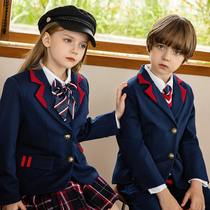 Kindergarten uniform English style spring and autumn suit childrens class suit suit Korean version of primary school uniform three-piece customization
