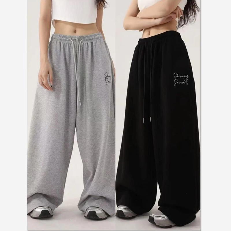 Designed Jazz Dance Embroidered Sweatpants for Women, Loose and Relaxed Hip-Hop Style Casual Pants, Trendy Sweatpants