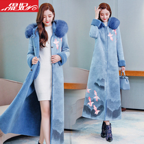 Wool coat womens 2020 new winter fur one-piece lamb wool thickened suede medium-long cotton coat tide