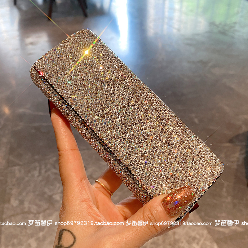 2024 Diamond-Encrusted Fashionable Portable Car-Mounted Glasses Case New Style Sunglasses Eye Box High-End Women's Glasses Case