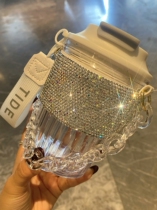 Direct drinking coffee cup good-looking portable portable light luxury diamond-encrusted water cup large-capacity Internet celebrity juice drink cup