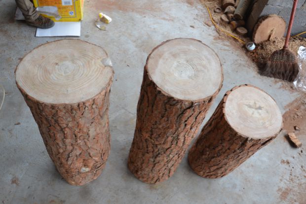 Khối gỗ rắn phân cây thông trụ gỗ hoa đứng cơ sở gỗ cọc gốc cây tự nhiên chạm khắc bàn trà phân - Các món ăn khao khát gốc Ghế đôn gốc cây
