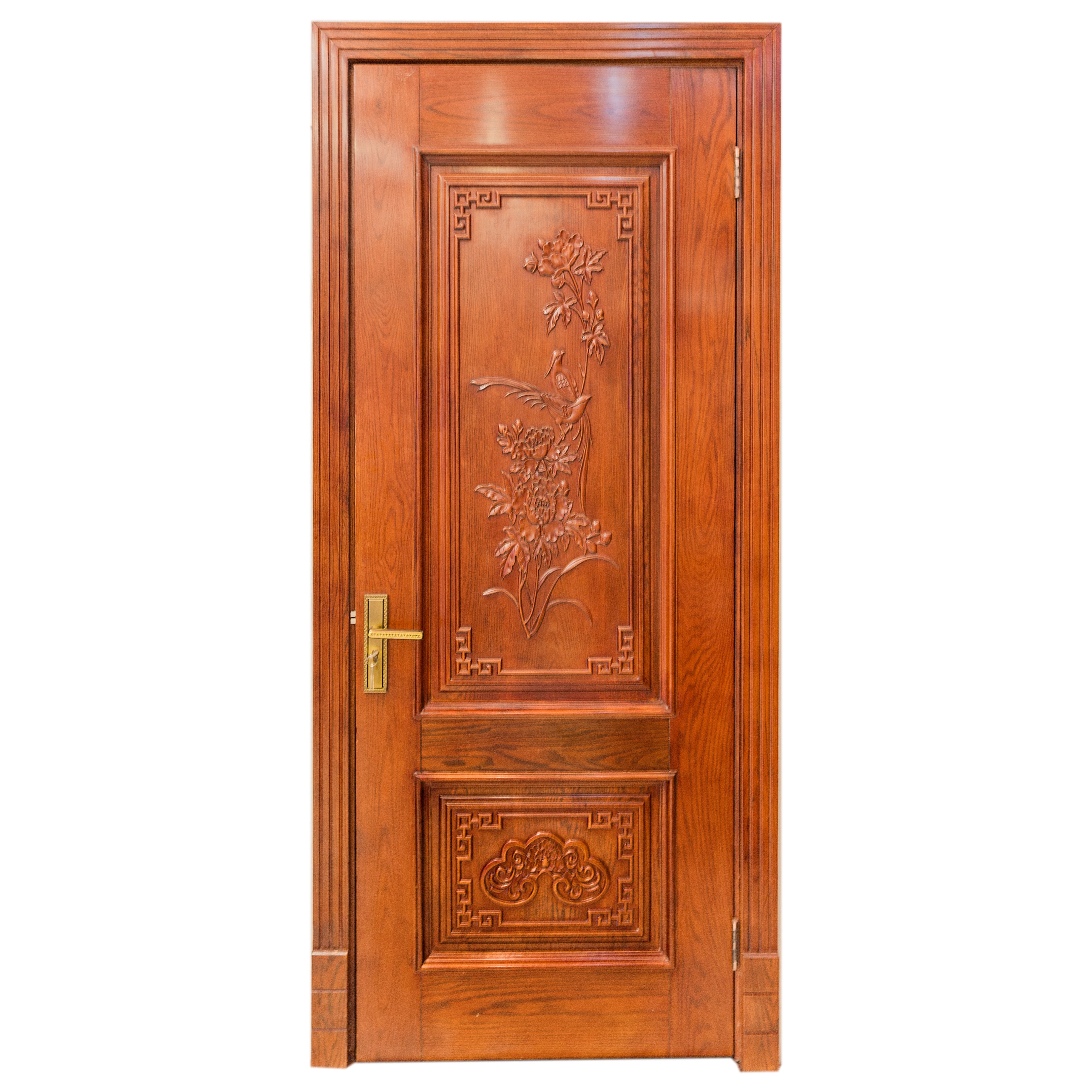 Kyung City nature DZR-013 log door pure solid wood door custom door Chinese wooden door Chinese carved flower door