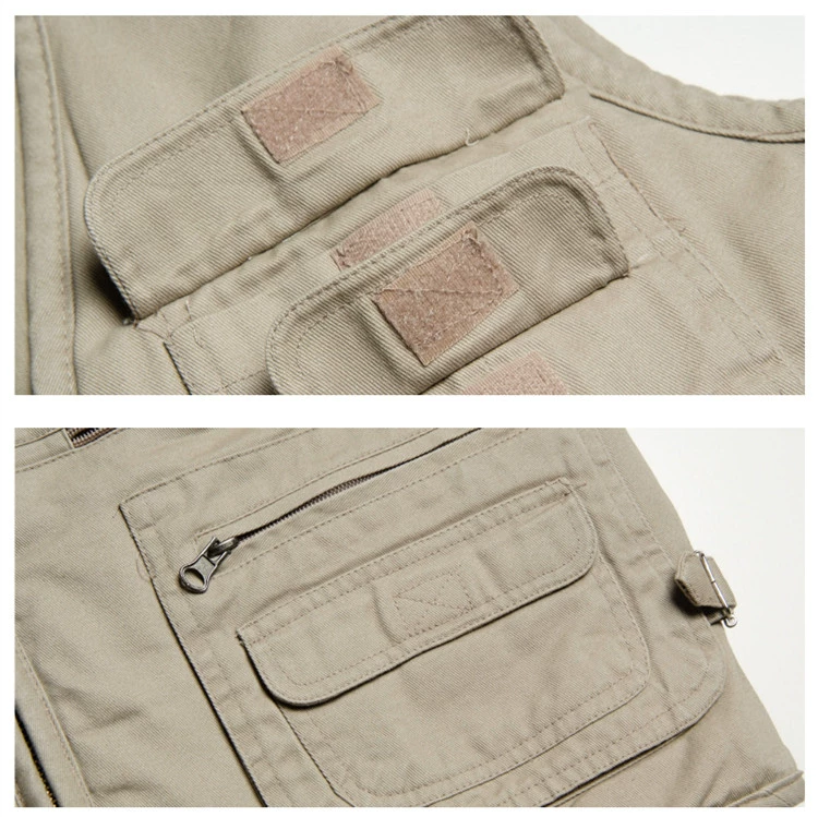Mùa thu và mùa đông trung niên vest nam V-cổ nhiều túi vest cha cộng với cotton dày hơn kích thước vest vest cotton