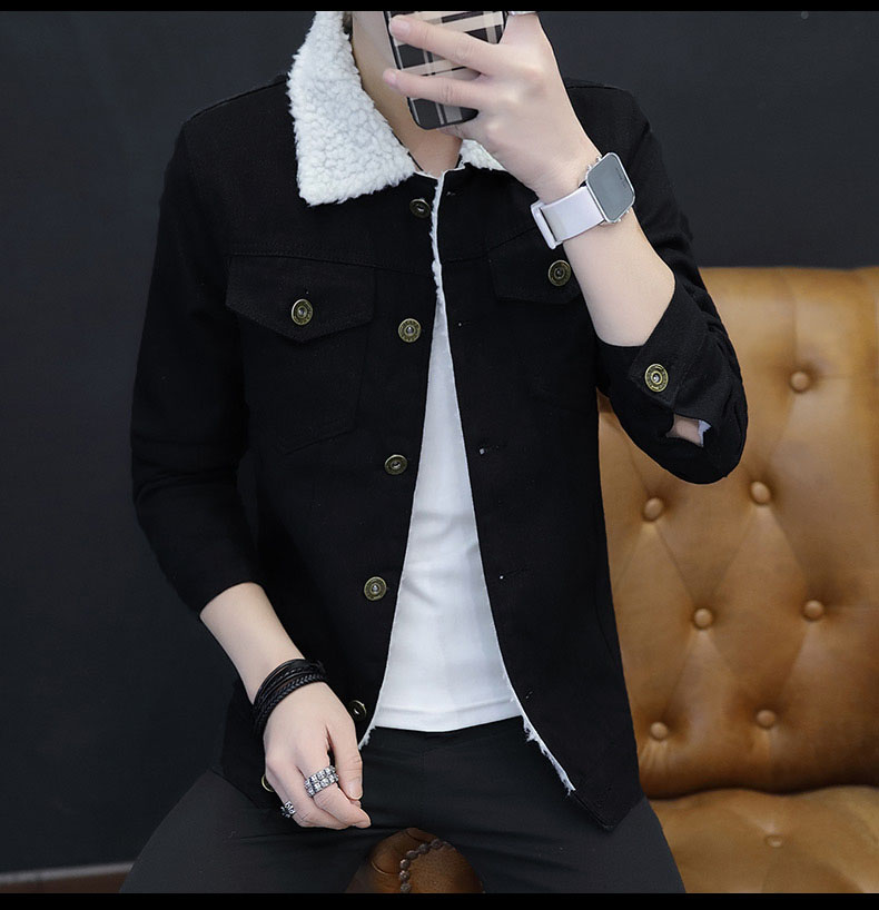 Mùa đông cộng với áo khoác denim nhung dày phiên bản nam Hàn Quốc của áo khoác mỏng đẹp trai mùa thu hoang dã mẫu áo khoác nam đẹp 2019