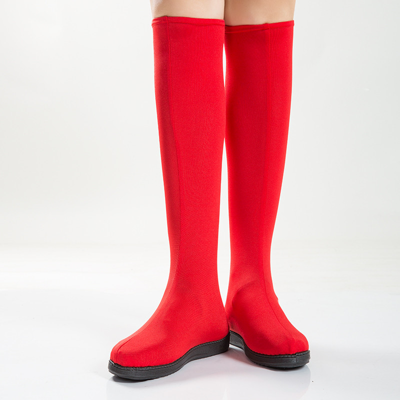 Female Sailors Dance Shoes Mongolian Shoes Tibetan Dance Shoes Women's Dance Stage Performance Shoes-Elastic High Cylinder Boots