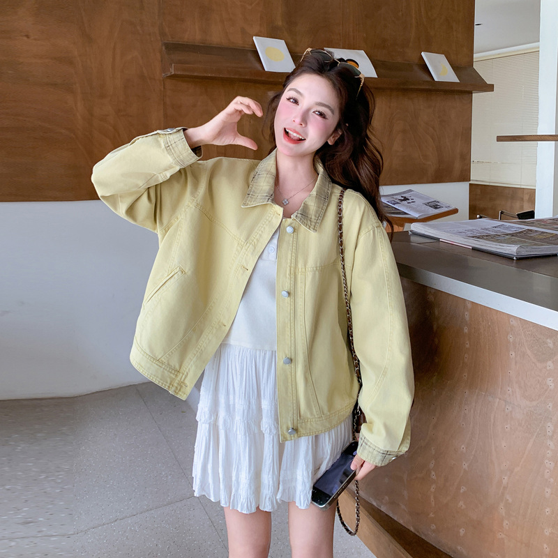 Dopamine Yellow Short Denim Jacket for Women, New 2026 Spring Fashion, Slimming, Casual, Versatile Jacket Top