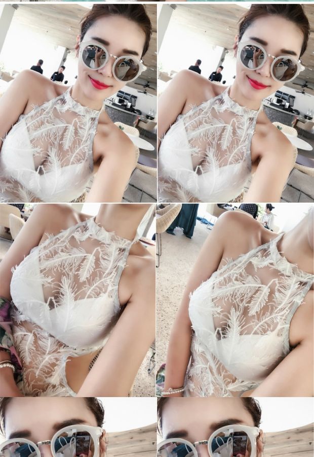 Đồ bơi Lông nữ tính Openwork Bãi biển trong suốt Bikini Beach Holiday White Lace Covered Belly One Piece Áo tắm đồ bơi 1 mảnh