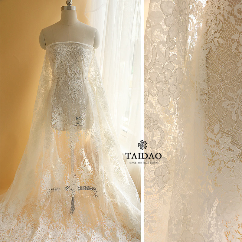 Taiwan Island cloth industry French eyelash car shares embroidered lace fabric dress L578 wedding material fabric