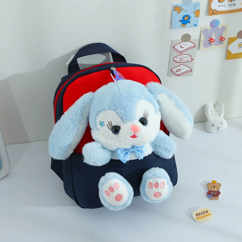 Cute backpack for kindergarten, rabbit, shoulder bag, plush doll