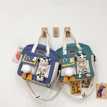 Mommy bag mother and baby out hand bag multi-function shoulder bag 2021 new fashion canvas bag messenger bag baby bottle