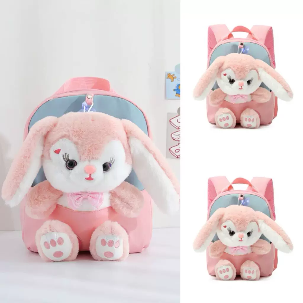 Cute backpack for kindergarten, rabbit, shoulder bag, plush doll