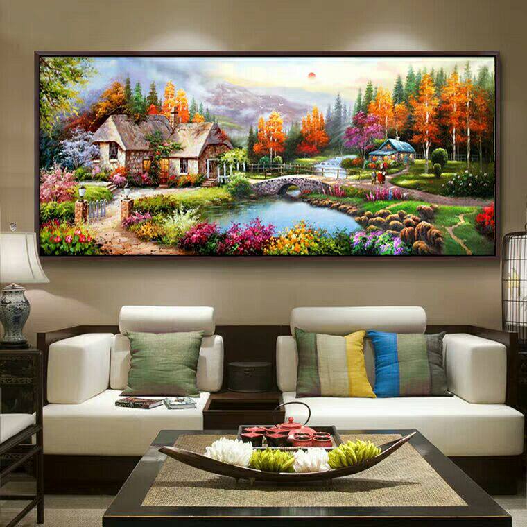 DMC Printed Cross Embroidered Living Room Banners Eurostyle Landscape Dream Home Garden Lodge oil painting