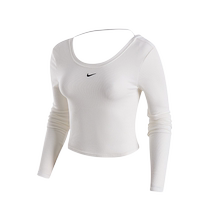 Nike Womens Tight Round Neck Low Back Long Sleeve Pilates T-Shirt Sports Fine Rib Yoga Top FN3662-133