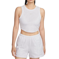 NIKE womens autumn new casual breathable embroidered small hook rib short sleeveless vest FB8280-051