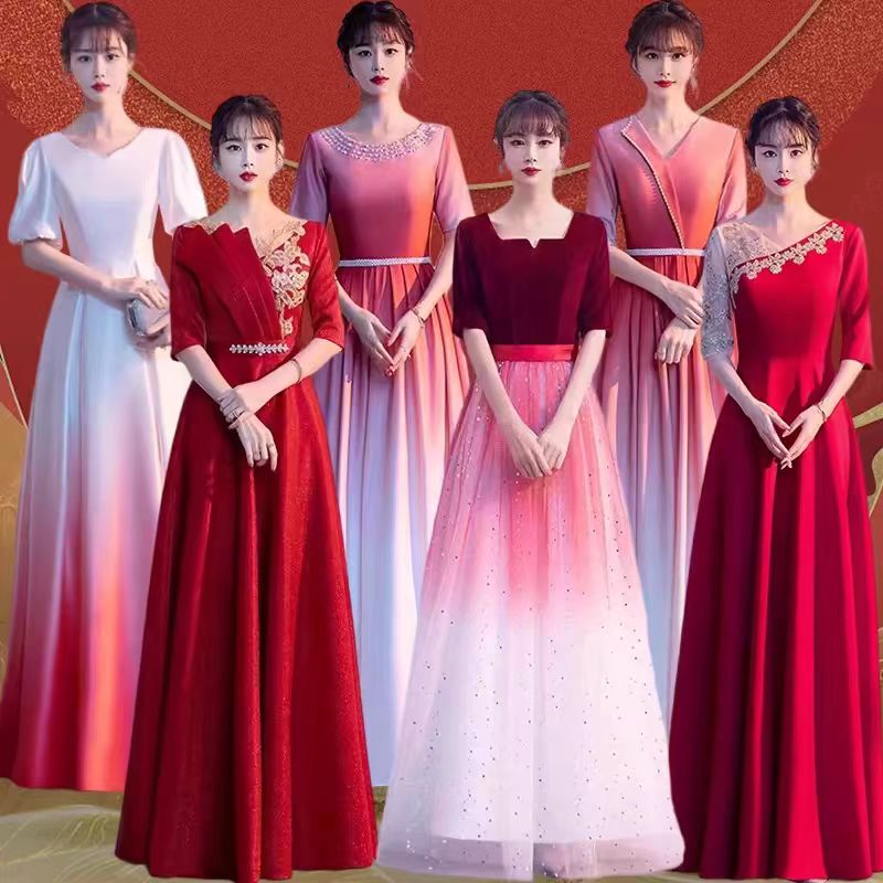 New Choir Performance Dress for Women, Long Red Dress for Singing Competition, Red Recital Conductor Host Evening Gown