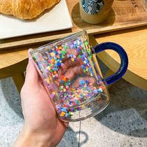 Heart-Heart Pop Cup Girl Hearts Double Layer Cups Big Ears Handle Water Glasses Creative Gift Flow Loving Glass Cups