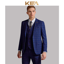 KEA bridegroom wedding dress suit suit mens three-piece wedding plaid suit mens self-cultivation British Leisure