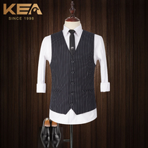 Kea Men's Suit Vest England Stripe Suit Vest Slim Business Casual Camisole Vest