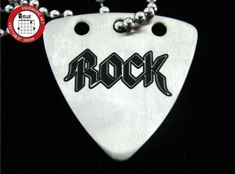 Watson musical instrument GsusMusic metal punk titanium steel pick necklace ◆ ROCK ROCK Black Silver