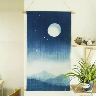 Orchid dyeing plant blue dyed batik decorative hanging painting hand modern simple living room decorative painting cloth hanging painting hanging hanging carpet hanging hanging blanket
