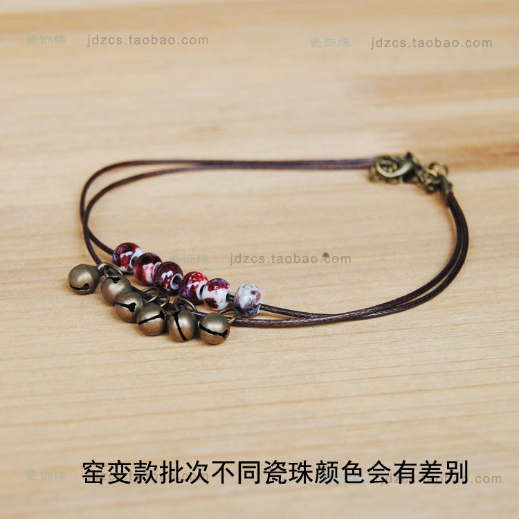 Mới viền sứ thời trang Hàn Quốc hai lớp vòng chân gốm đơn giản Handmade [Xung động đặc biệt] lắc chân nữ nhật bản