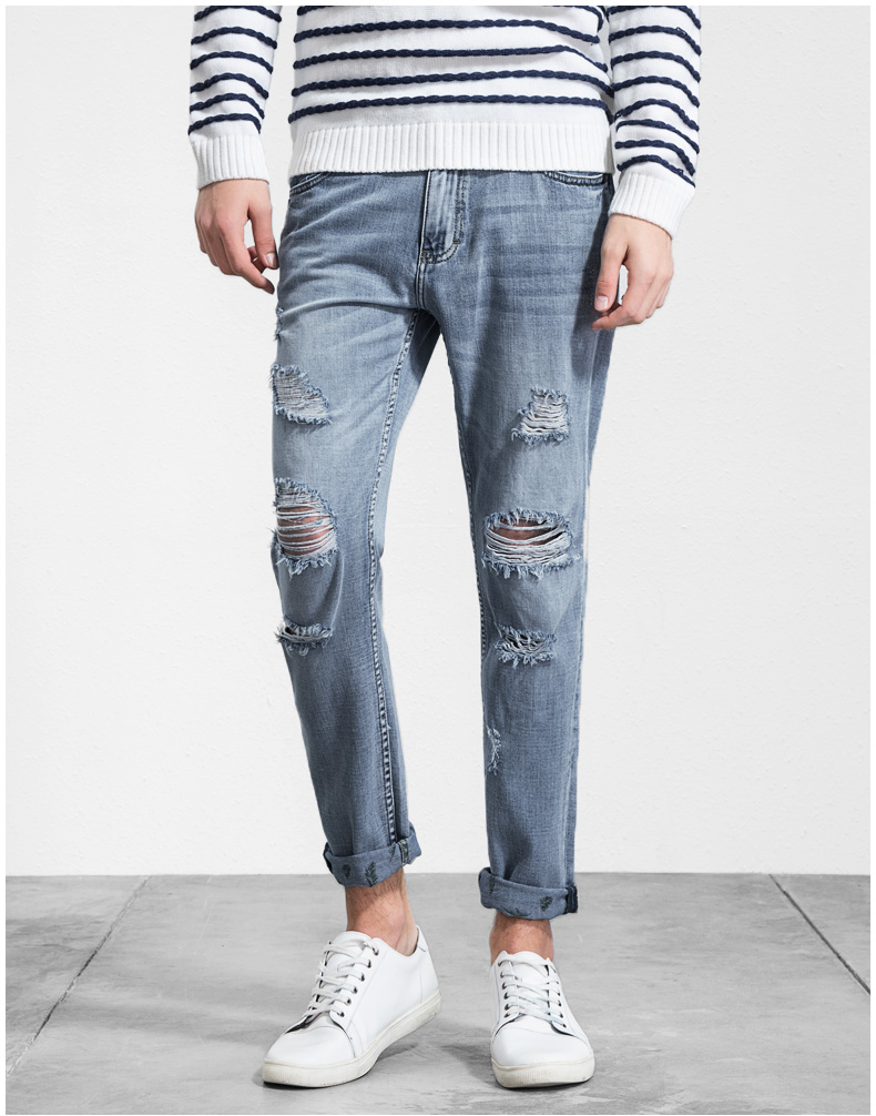 A21 男装低腰修身小脚牛仔裤 2016春装新品 男
