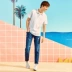 A21 áo liền thân màu trơn, áo sơ mi POLO nam nhỏ tươi Paul sơ mi tay ngắn tay thương hiệu Slim hè 2018 mới