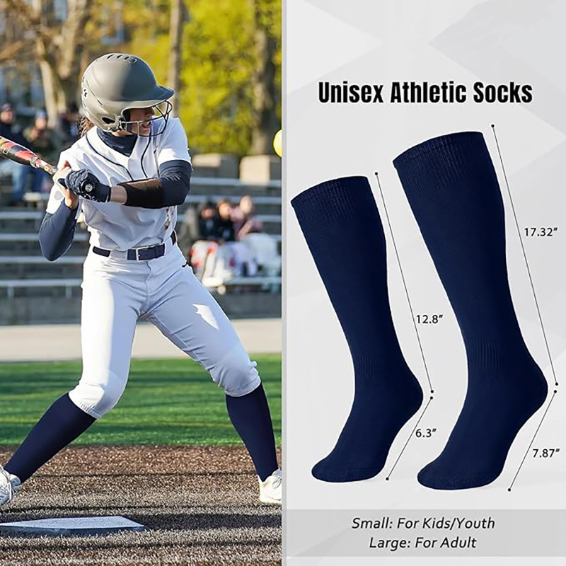 Thickened Towel Bottom Light Socks, Softball Socks, Long Tube Non-Slip Shock-Absorbing Student Sports Training Over-The-Knee Baseball Socks