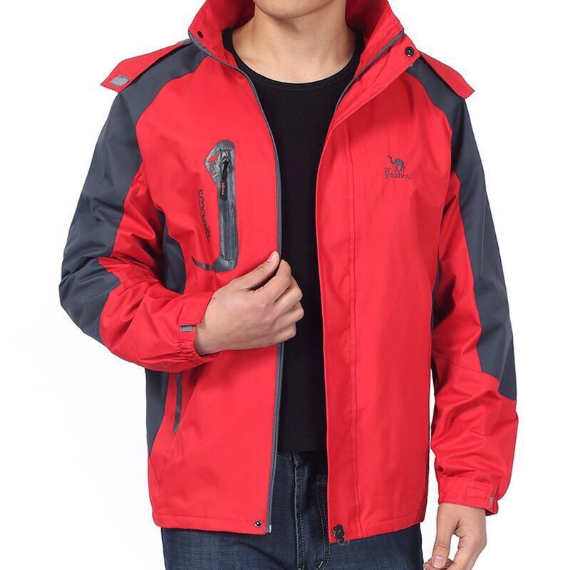 Spring and Autumn Thin Outdoor Casual Jacket, Windbreaker, Men's Detachable Hood, Windproof Clothing, Mountaineering Jacket