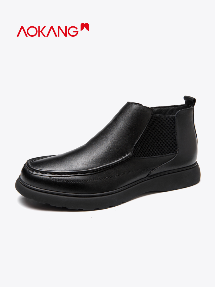 Giày Okon nam Winter New Chelsea Boots nam Side Zipleather Giày Thêm Velvet ấm Giày dép bông WJ