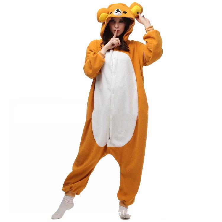 Onesie Rilakkuma Disney Cartoon Animal One-Piece Pajamas Couple Winter Home Halloween Rilakkuma Onesie Rilakkuma Disney Cartoon Animal One-Piece Pajamas Couple Winter Home Halloween Rilakkuma
