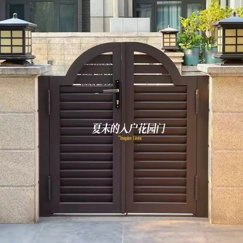 Aluminum Alloy Villa Courtyard Gate, Outdoor Garden Gate, French-Style Aluminum Art Guesthouse Gate, Community Yard Double-Opening Fence Gate